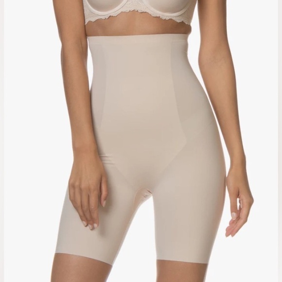 Spanx Thinstincts High Waisted Mid Thigh Nude Short 10006R | Large - Picture 1 of 14